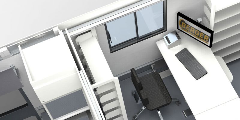 Mobile Bibliothek - Modellansicht Fahrzeug Innenausbau